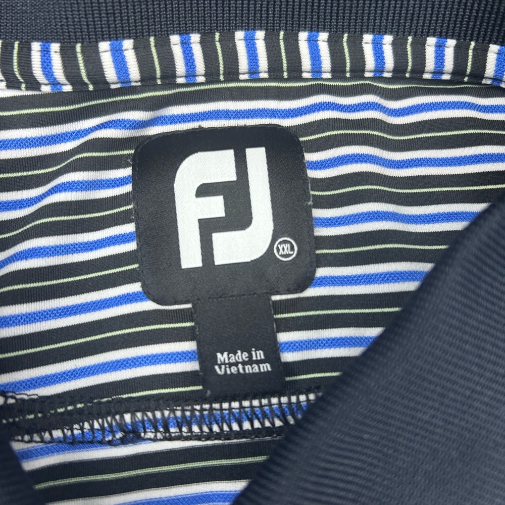 FootJoy Men’s Black White Blue Striped Polo Shirt XXL Golf - Picture 8 of 9